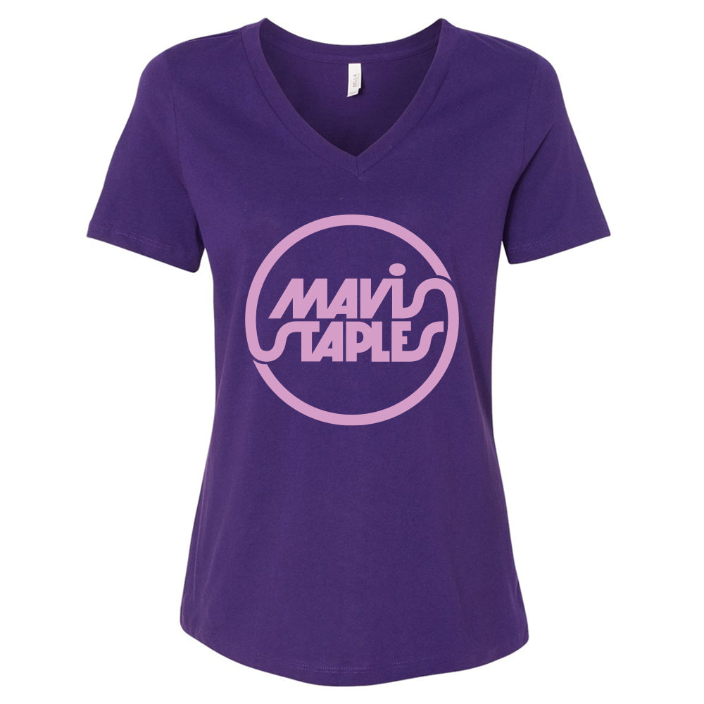 Women's Mavis Staples Circle Logo V-Neck - Team Purple
