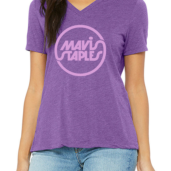 Women's Mavis Staples Circle Logo V-Neck, Purple