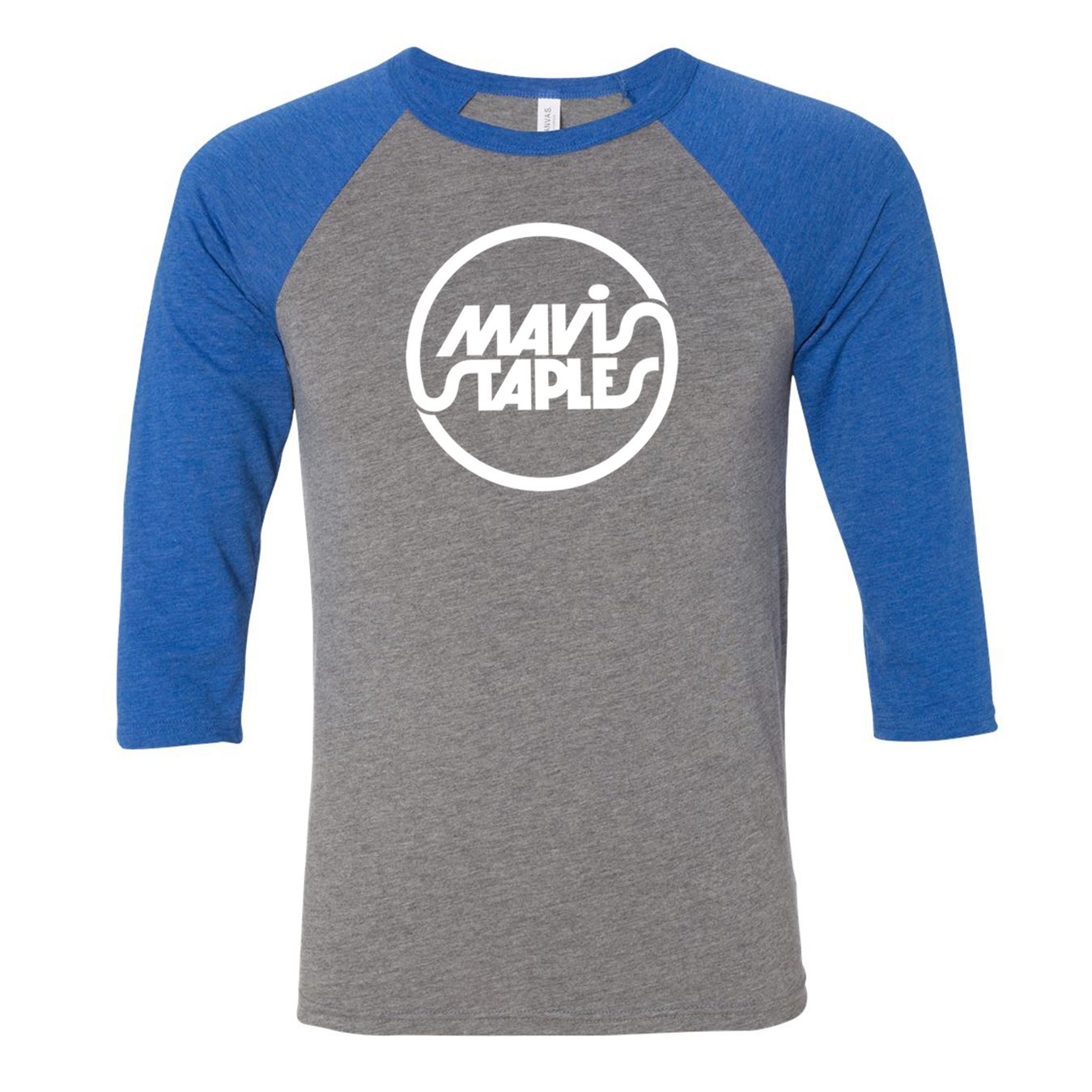 Mavis Staples Circle Logo Raglan, Heather Grey / Royal