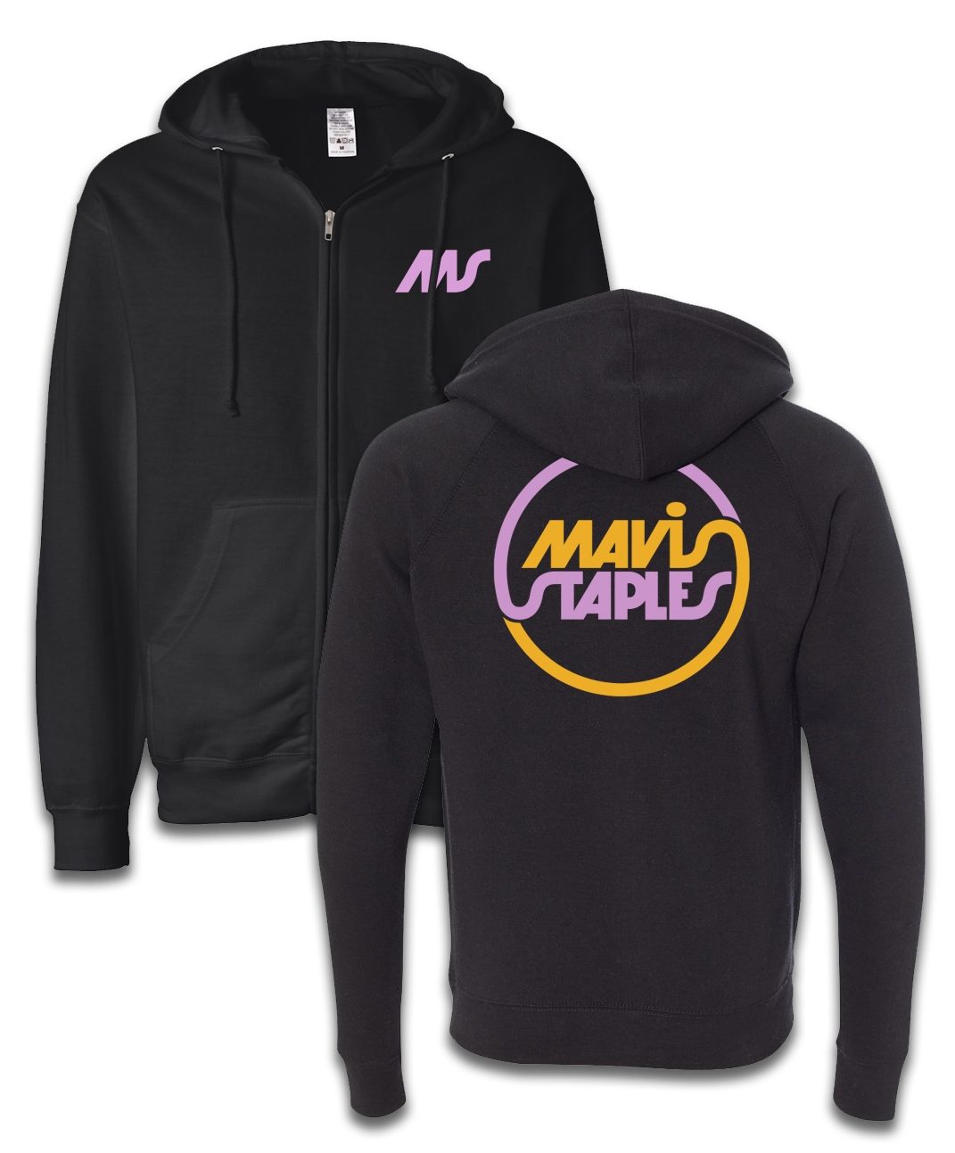 Mavis Staples Circle Logo Zip Hoodie, Black