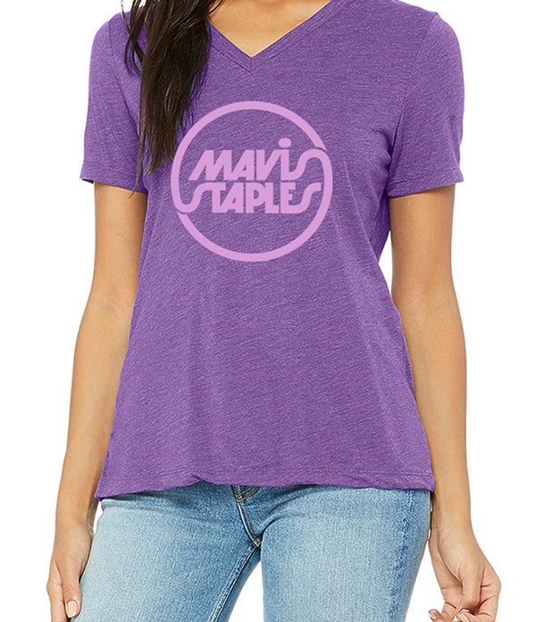 Women's Mavis Staples Circle Logo V-Neck, Purple