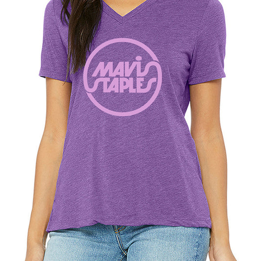 Women's Mavis Staples Circle Logo V-Neck, Purple