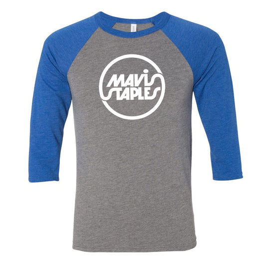 Mavis Staples Circle Logo Raglan, Heather Grey / Royal