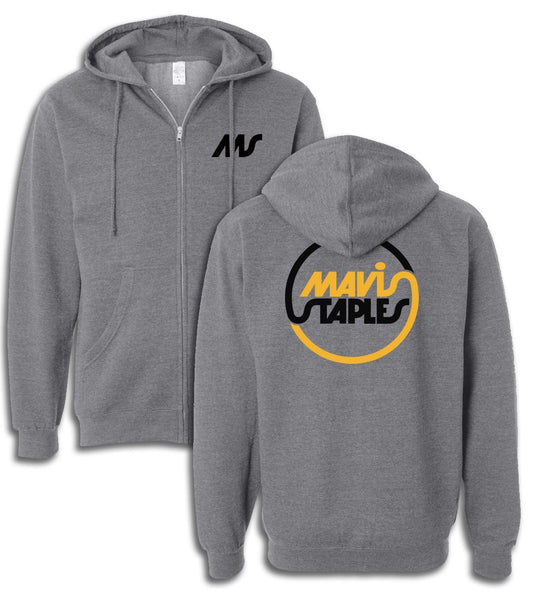 Mavis Staples Circle Logo Zip Hoodie, Heather Grey